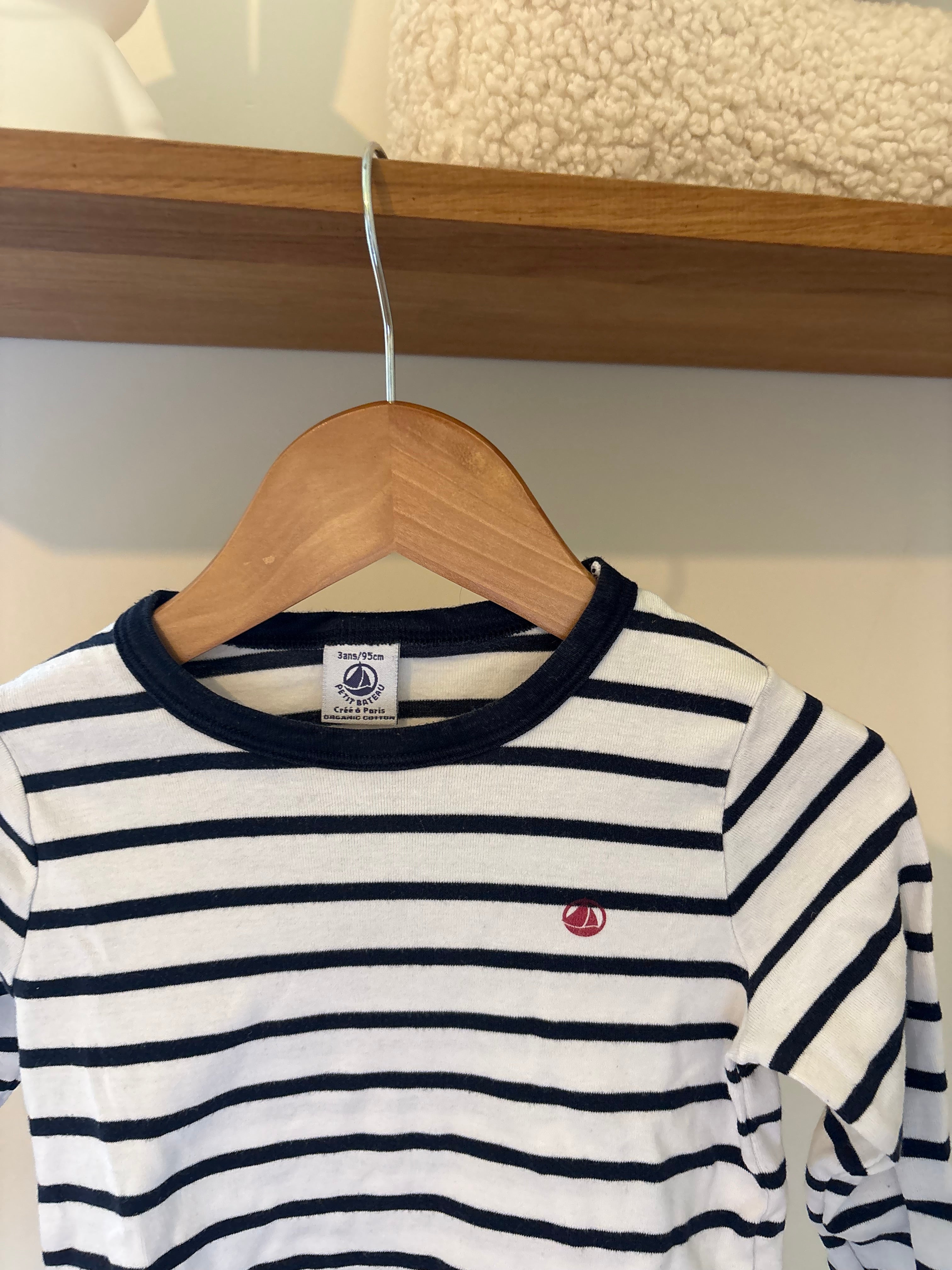 Petit Bateau -  pyjama top blauw/wit-95