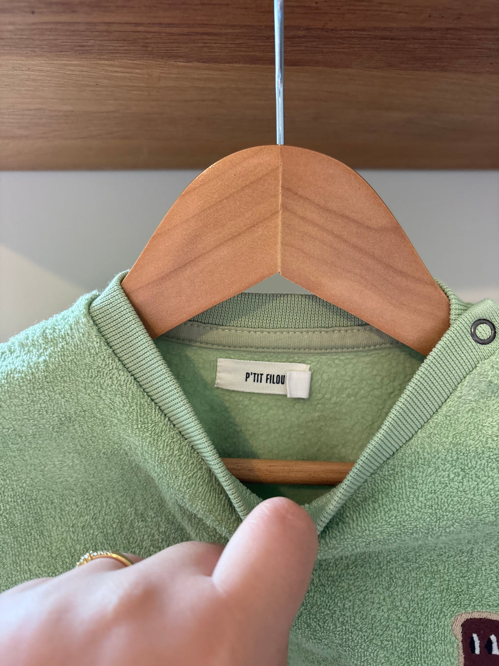 Petit Filou - groene trui badstof -12M