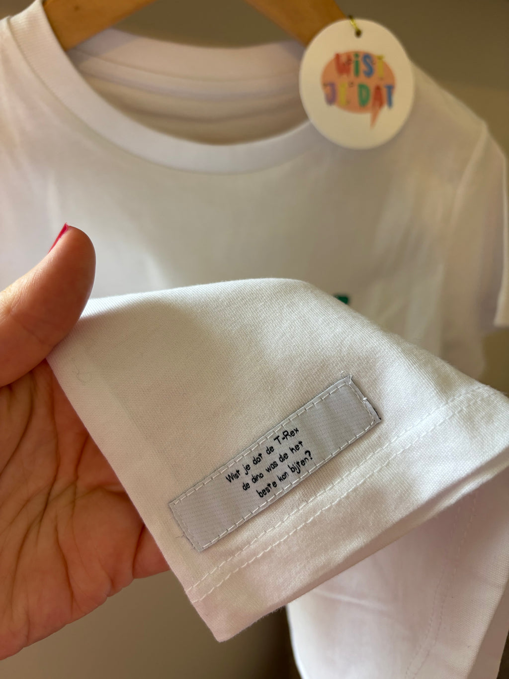 Wist je dat -Tshirt wit met dino - 5/6Y