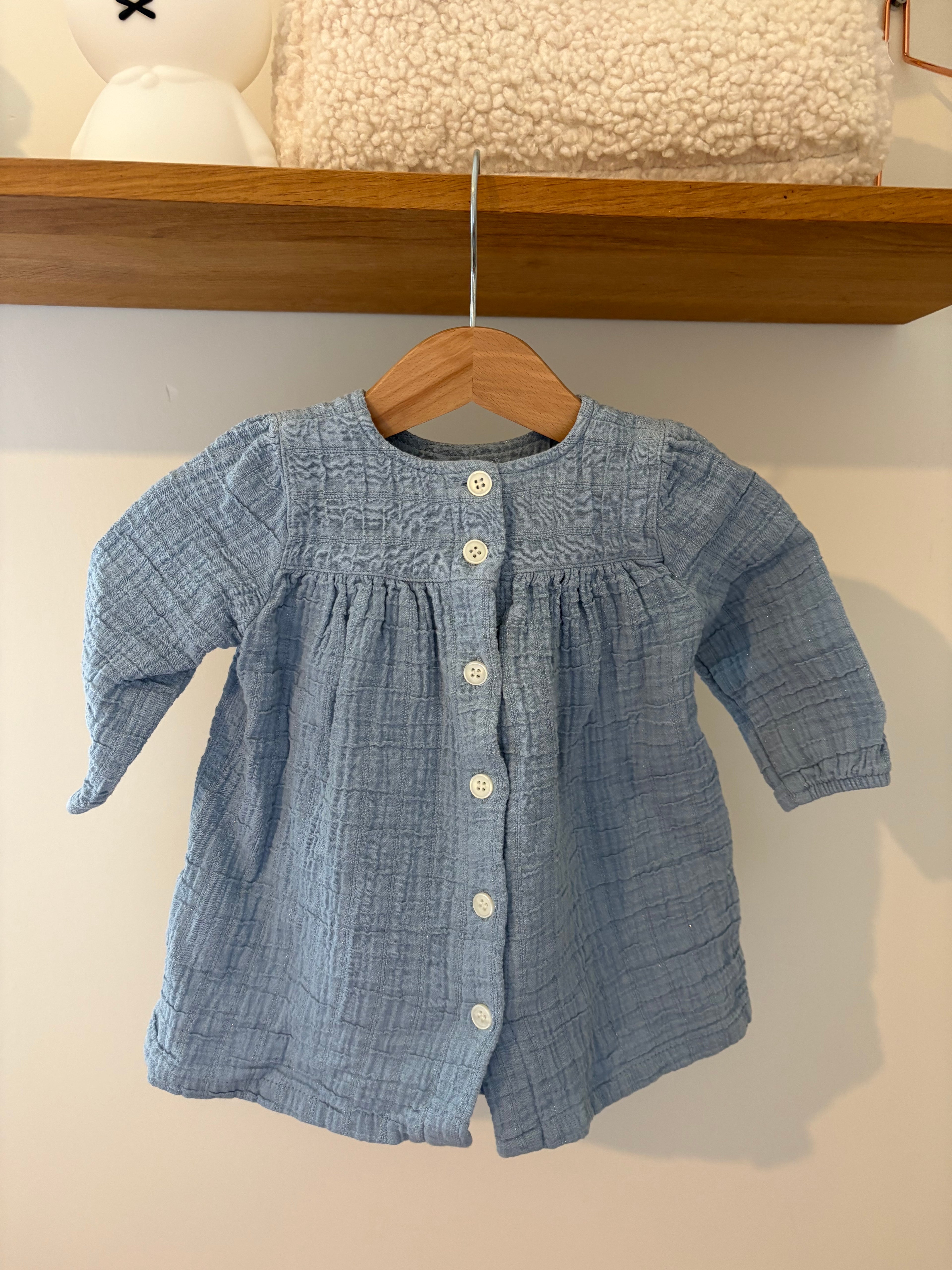 P'tit Filou - blauw jurkje - 6M