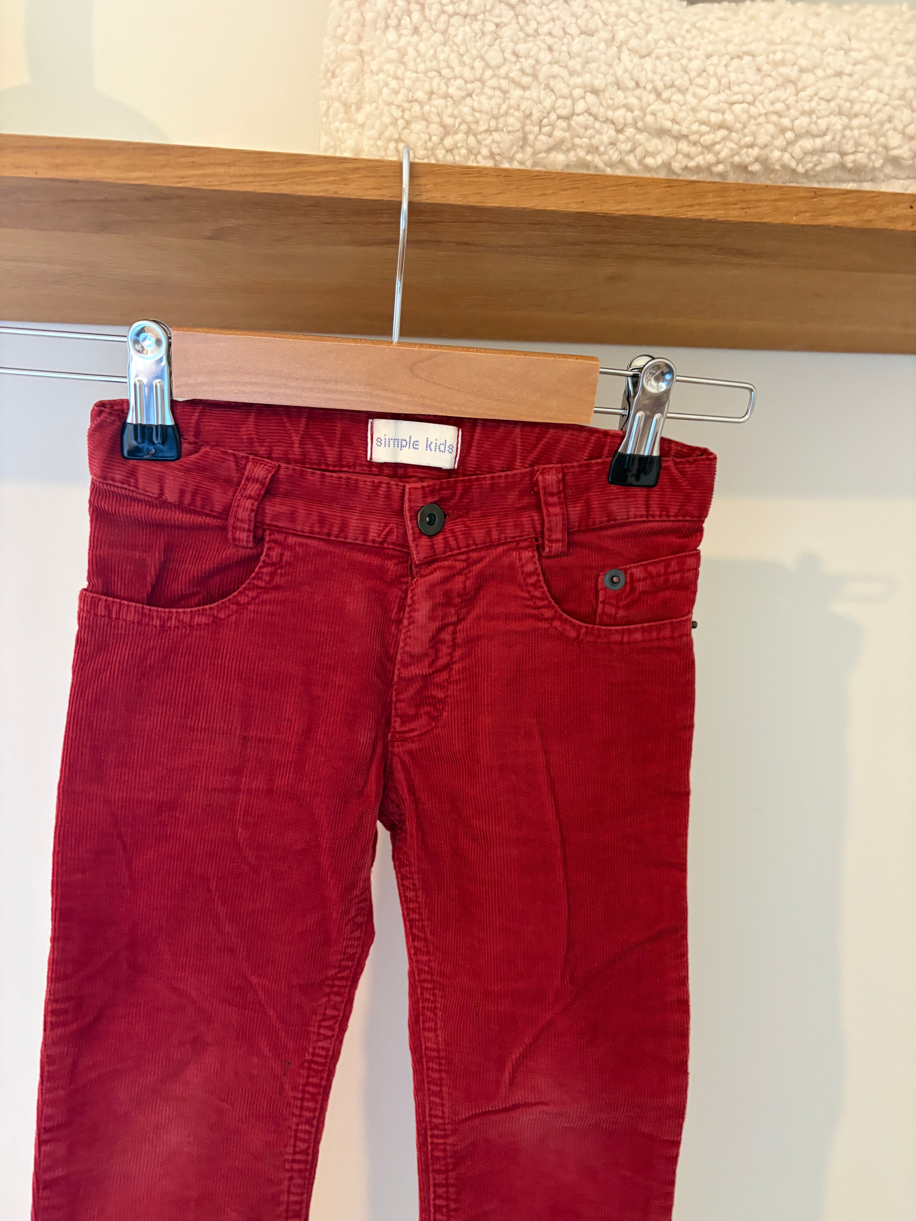 Simple Kids - rode corduroy broek - 3Y