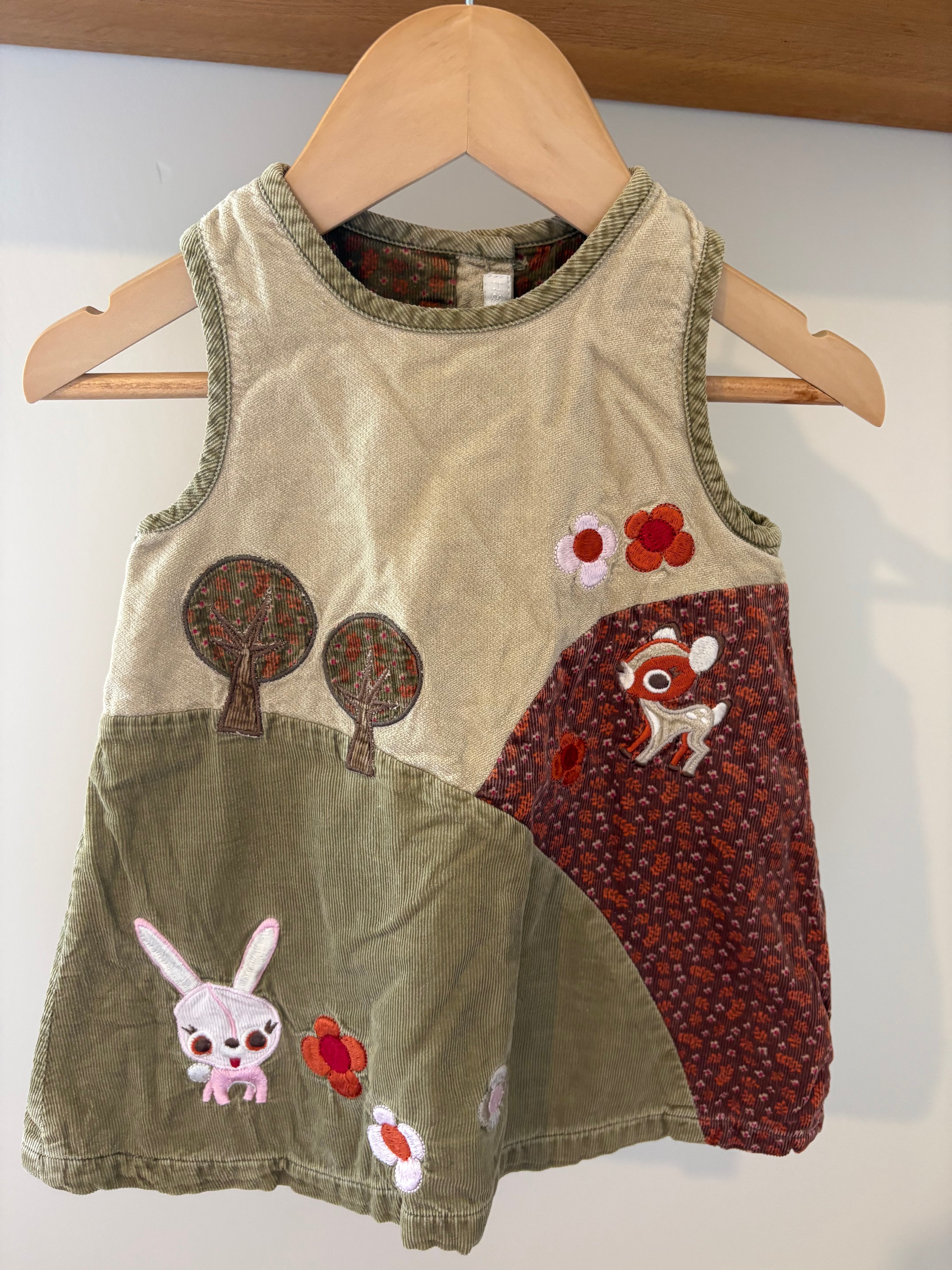 H&M - groen jurkje met dieren - 68