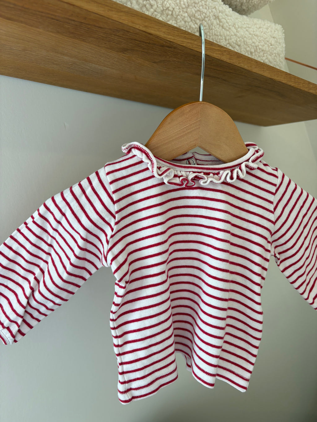 Petit Bateau- top rood/witte strepen - 6M