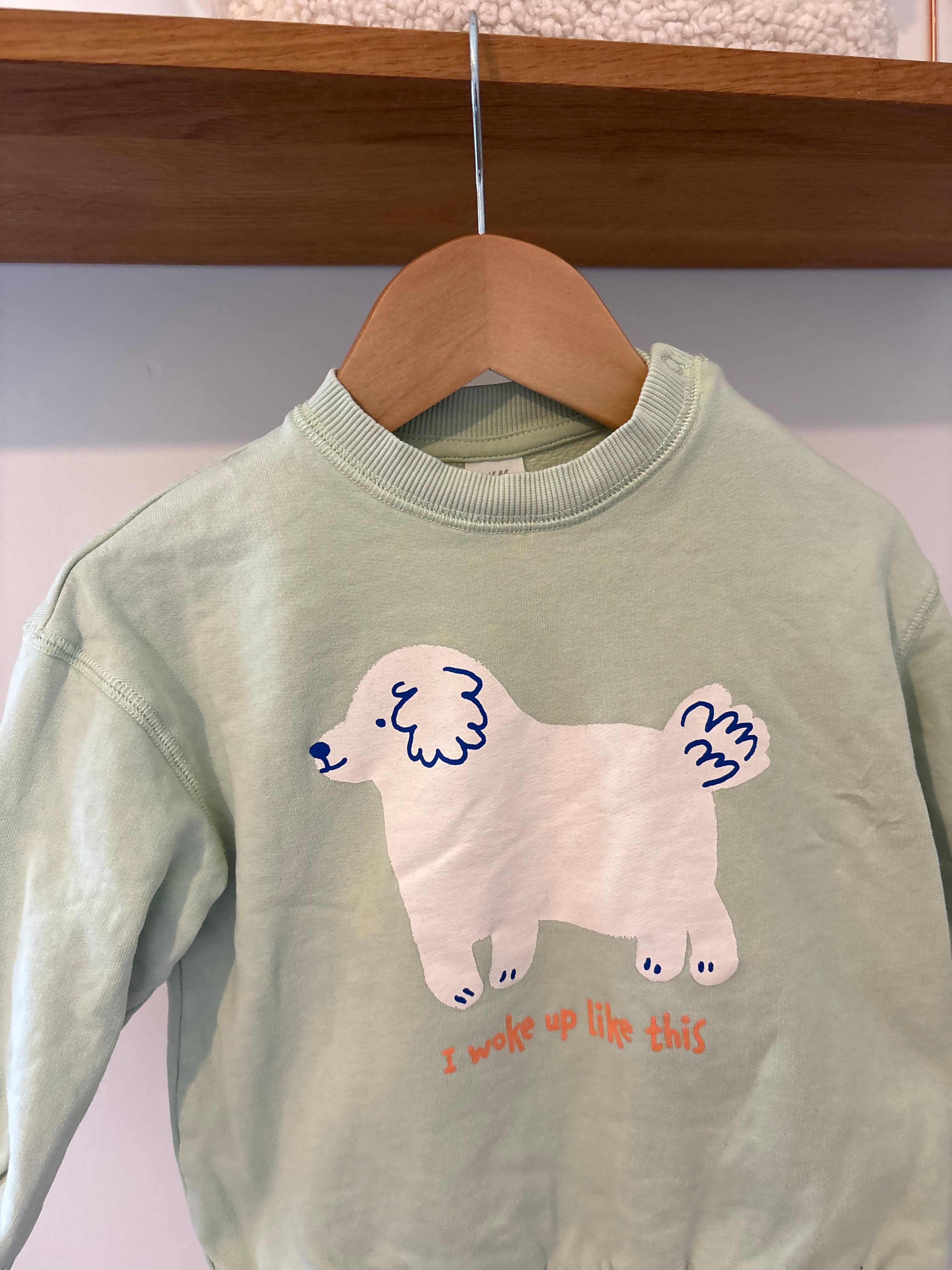 H&M - groene trui "I woke up like this'
