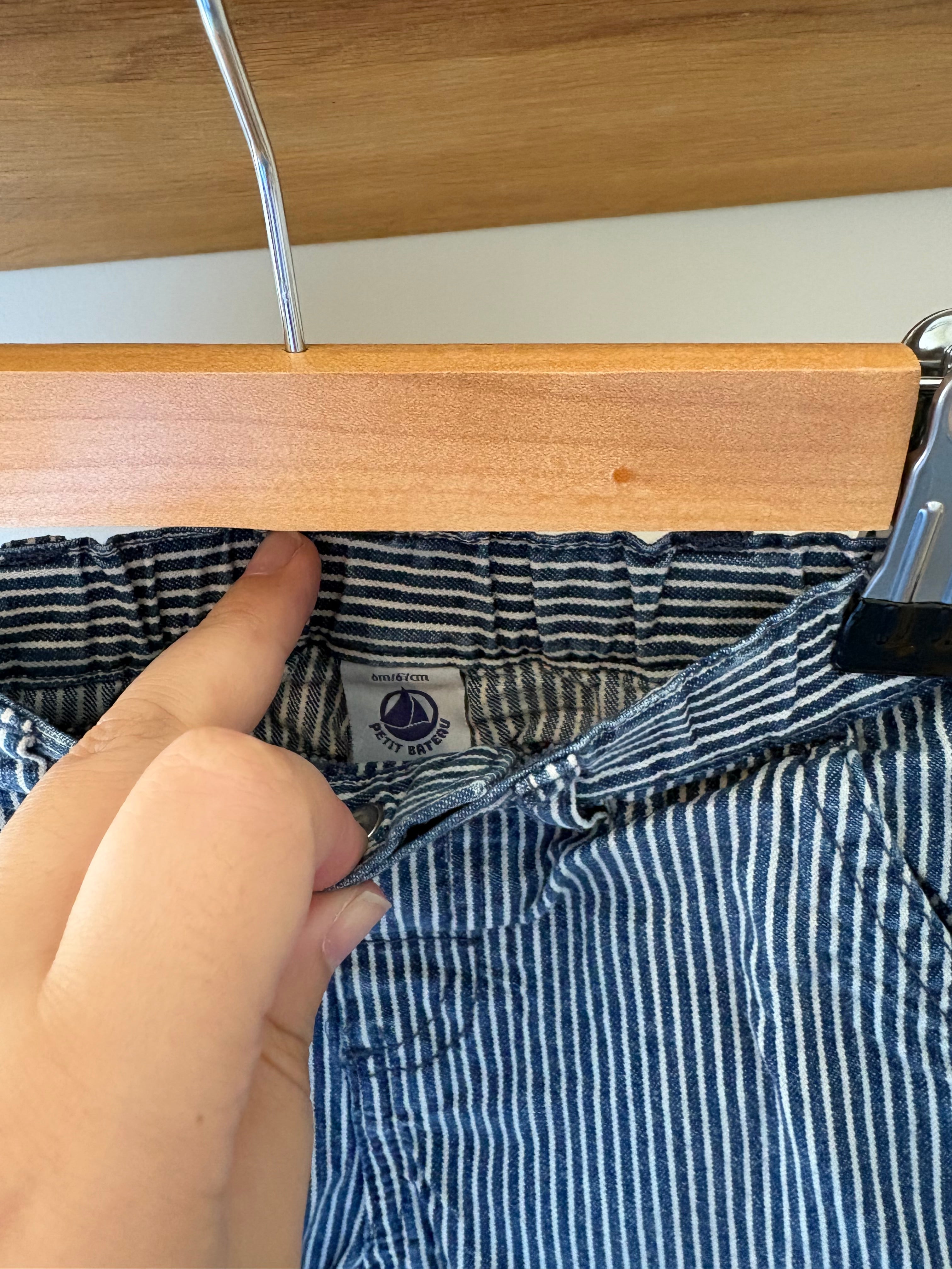 Petit Bateau- jeans broekje streepjes - 6M