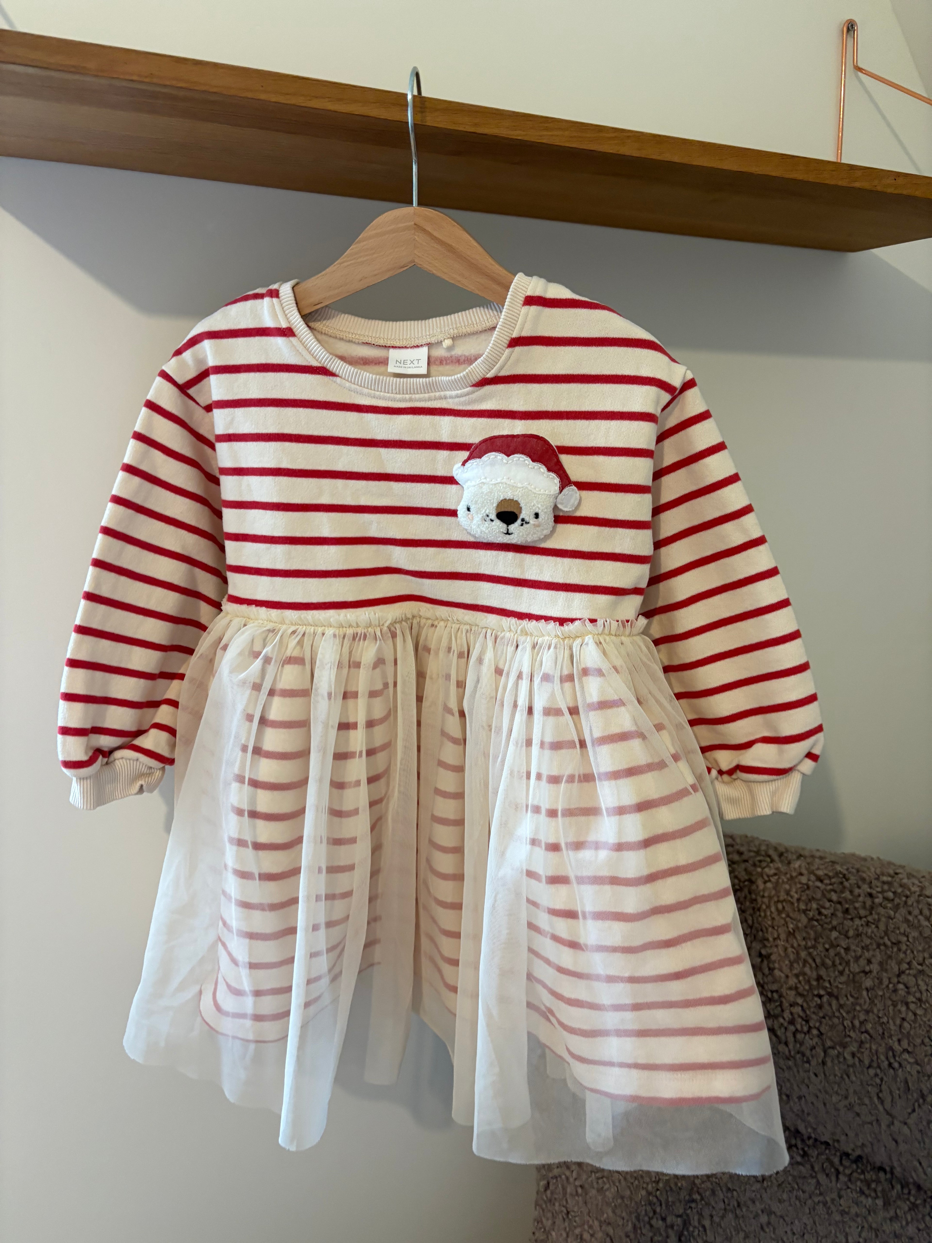 Next kleedje rood/witte strepen - 104