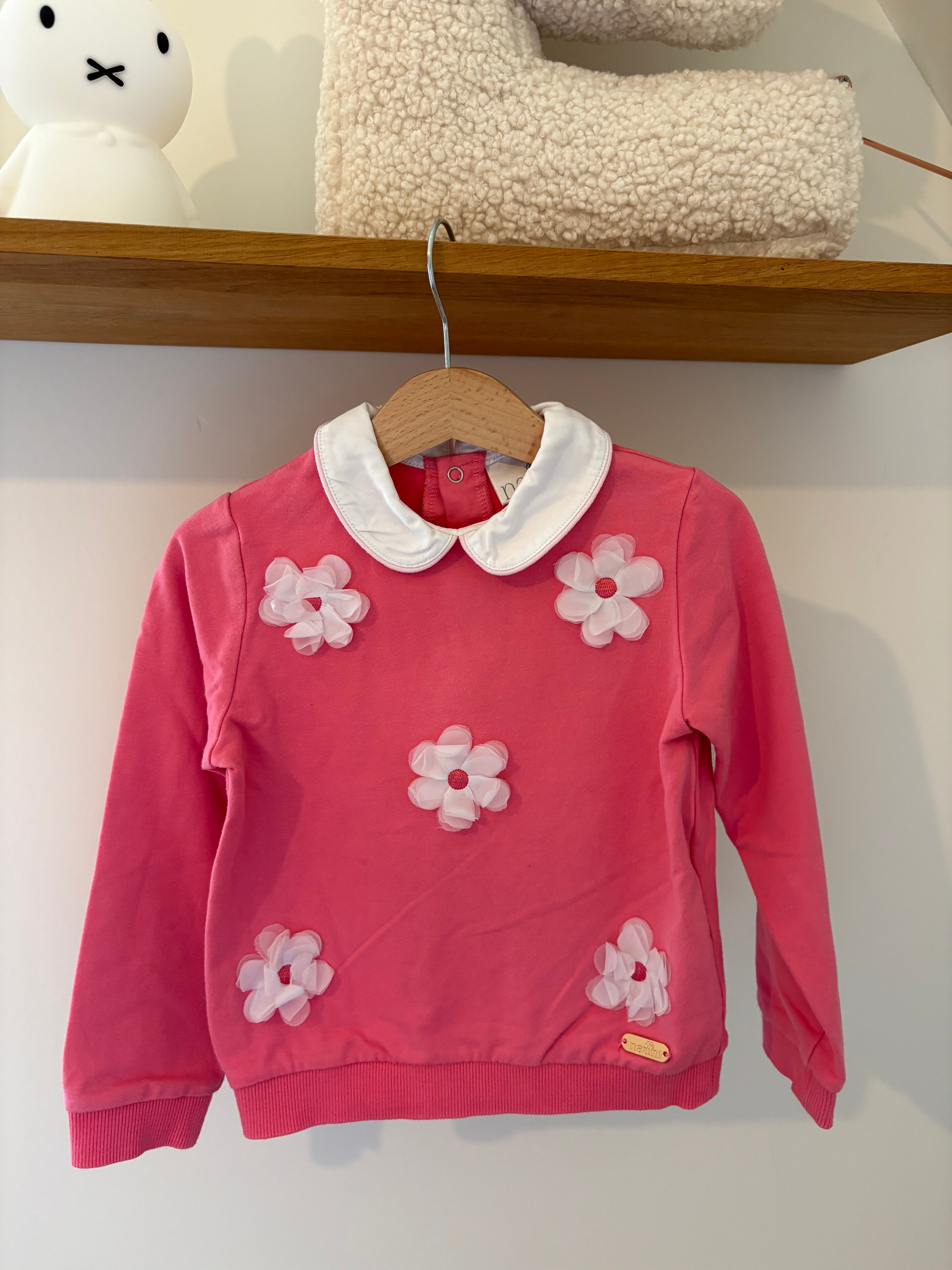 Natini - roze truitje met bloemen - 4Y
