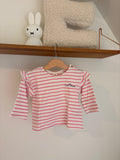H&M - truitje strepen roze - 80