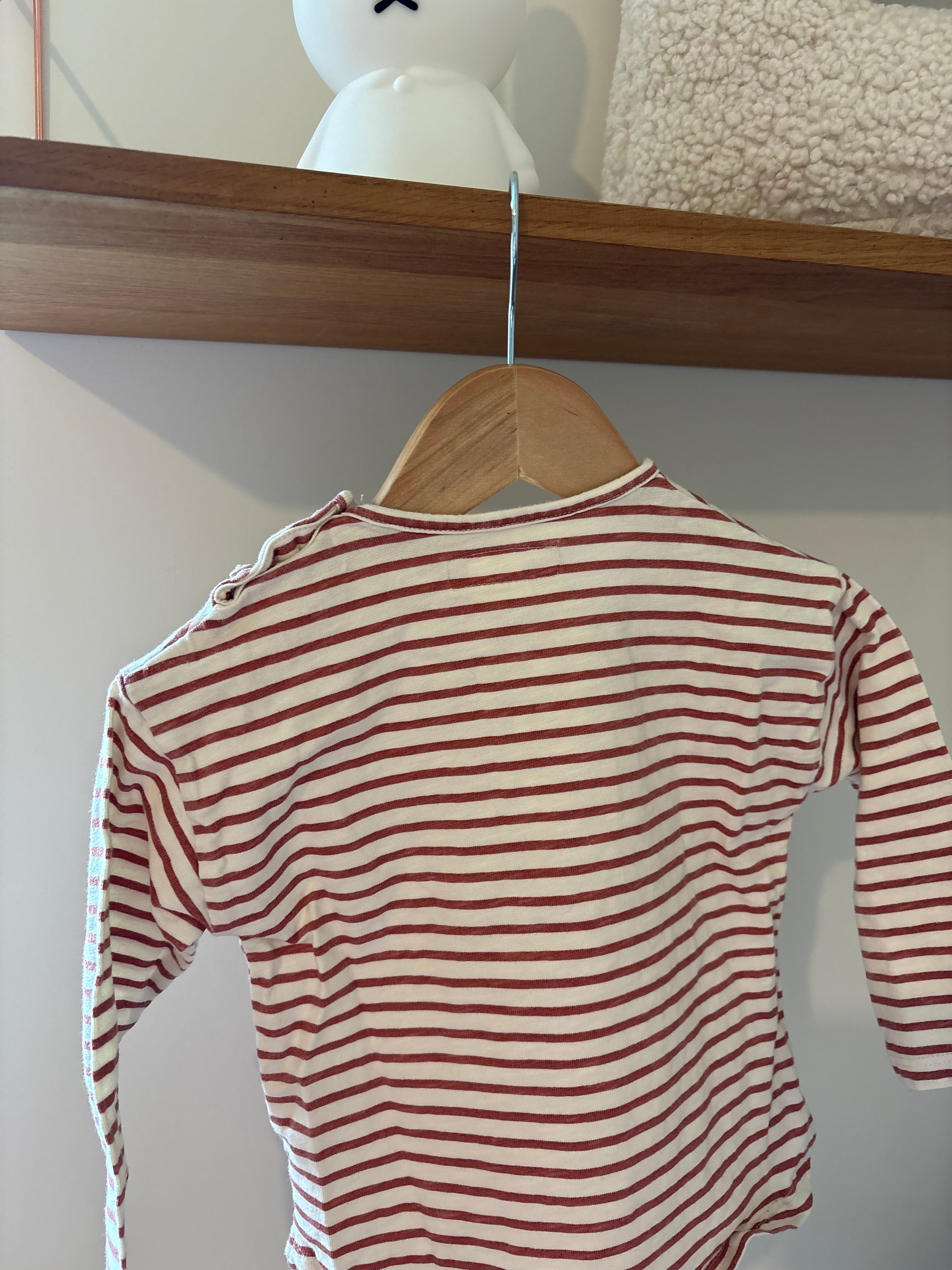 Zara - shirt lange mouwen streepjes rood - 86