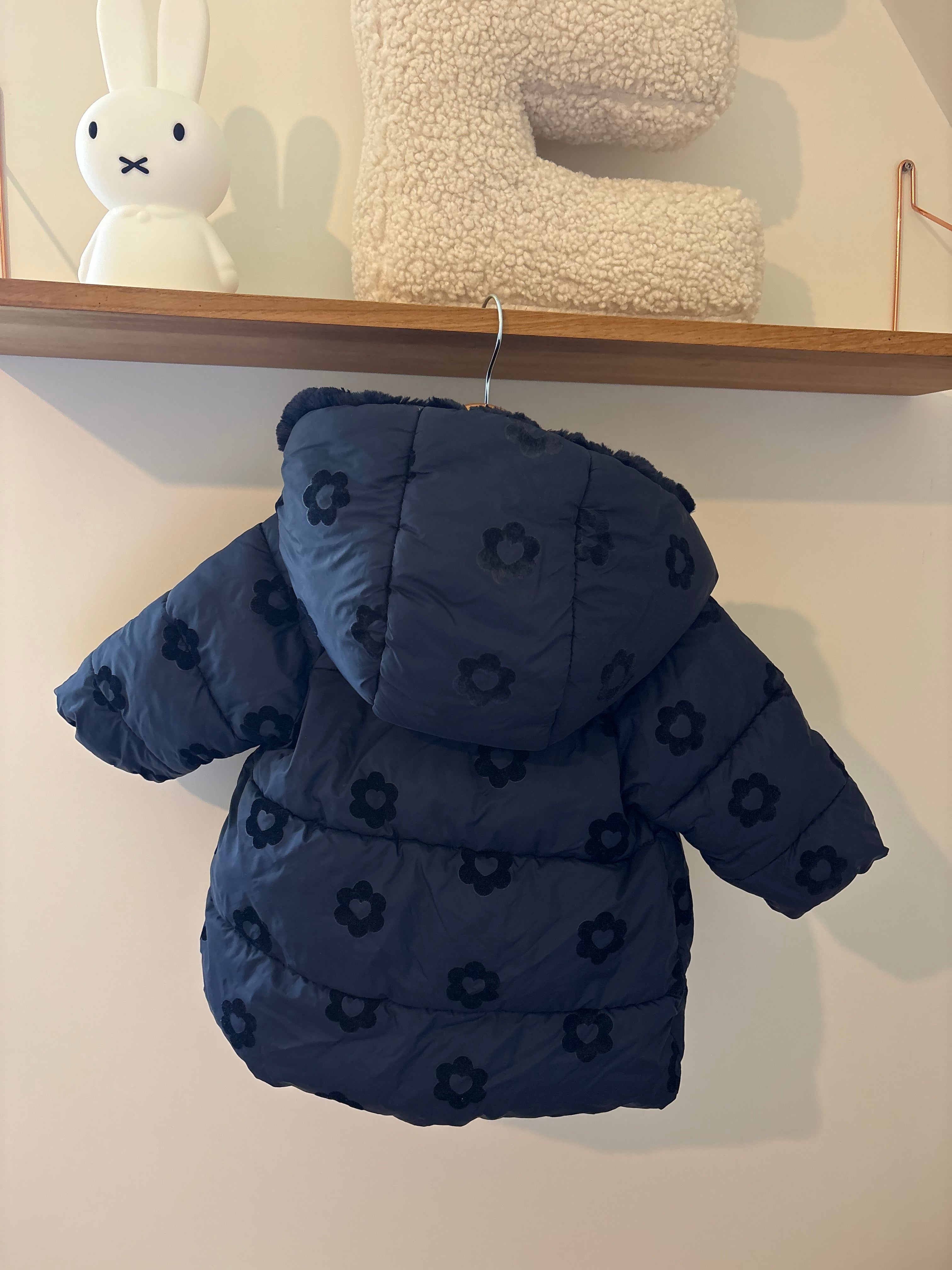 Jacadi - blauwe winterjas met kap - 12M
