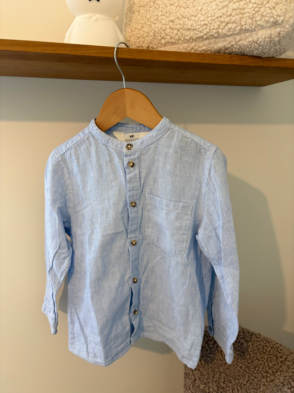 H&M - blauw hemdje - 4/5Y