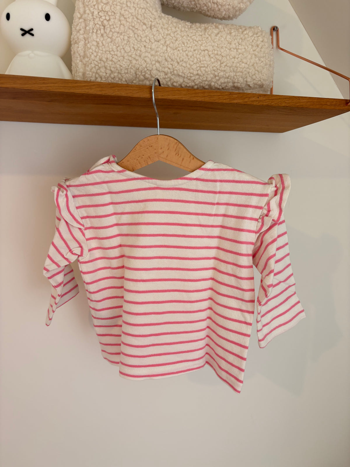 H&M - truitje strepen roze - 80