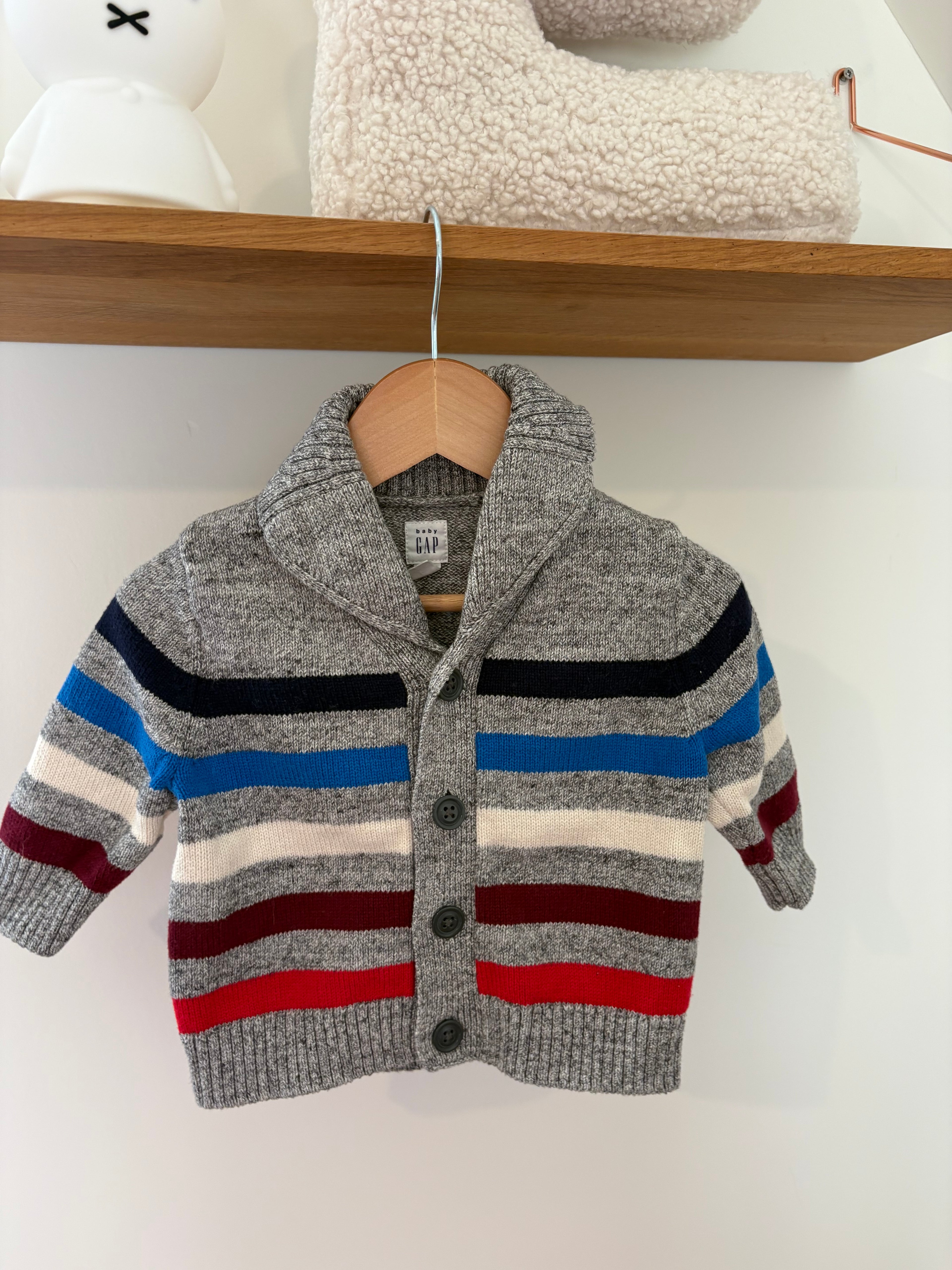 GAP - grijze sweater strepen - 6/12M