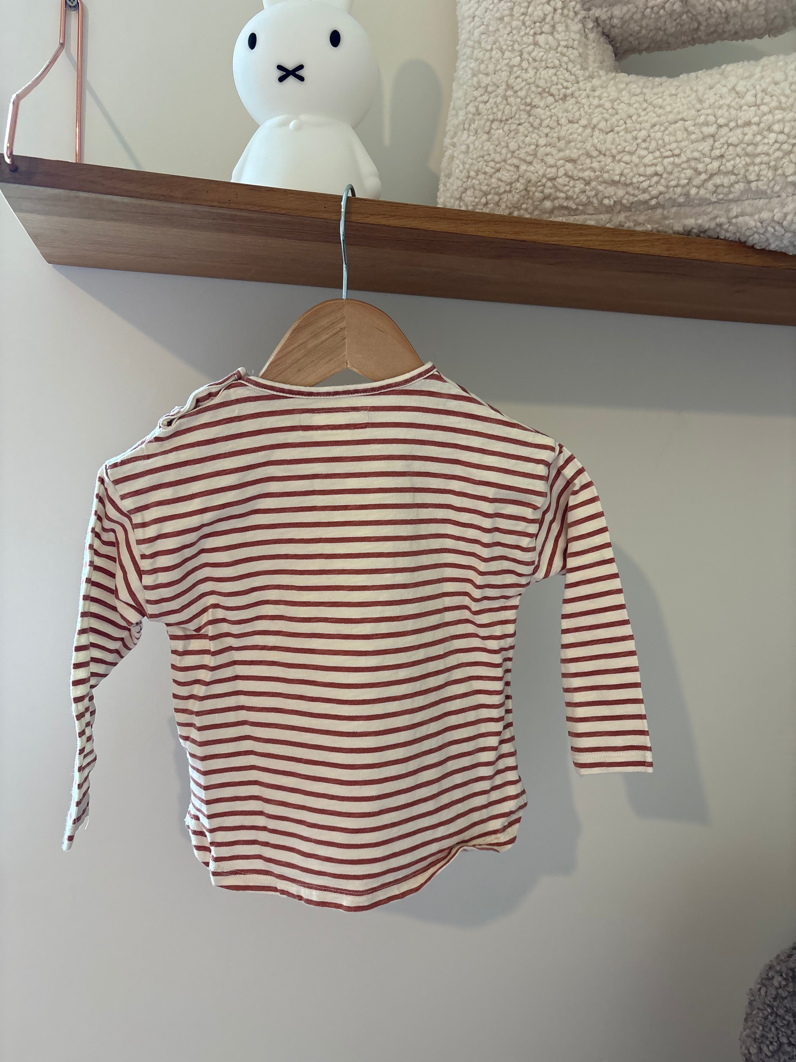 Zara - shirt lange mouwen streepjes rood - 86