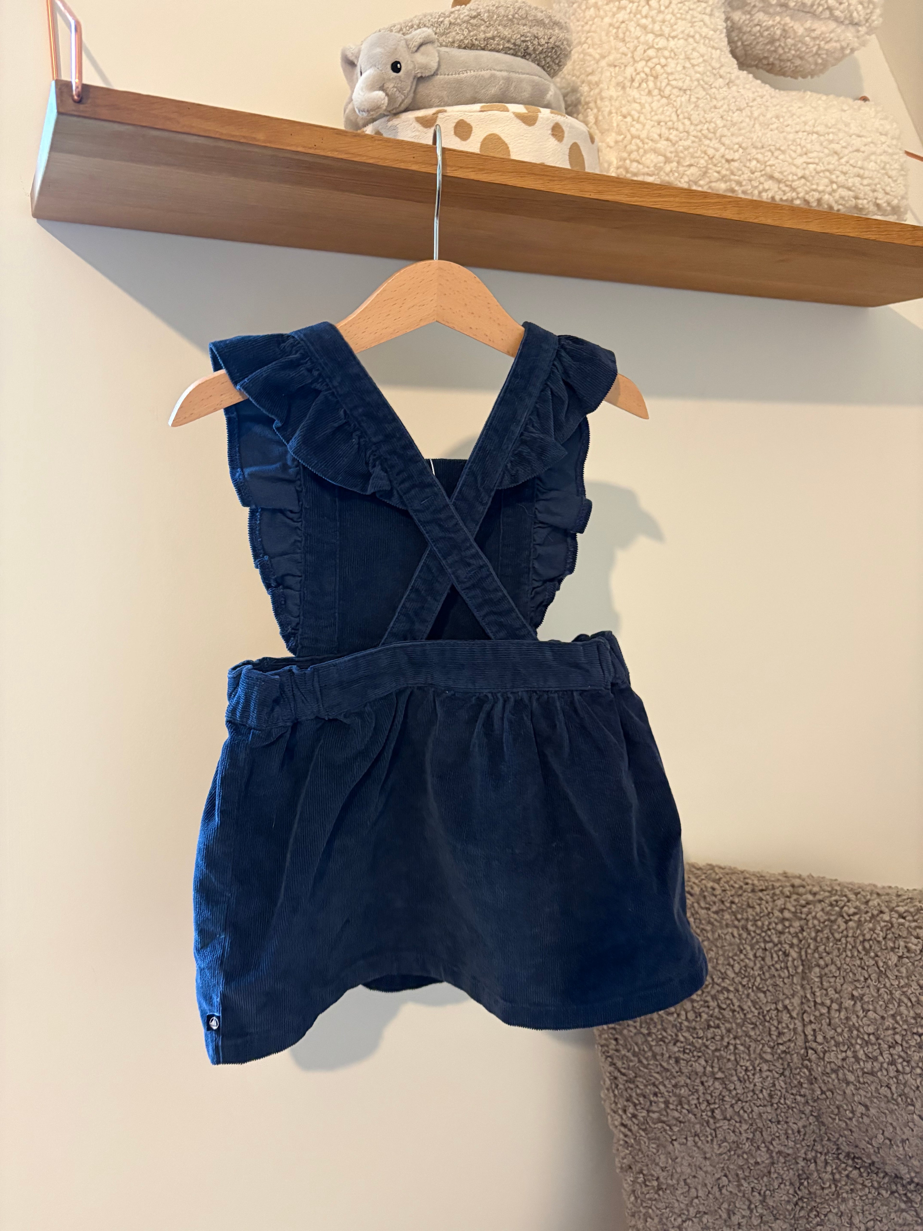 Petit Bateau Blauw Velours Jurkje - 86 Petit Bateau