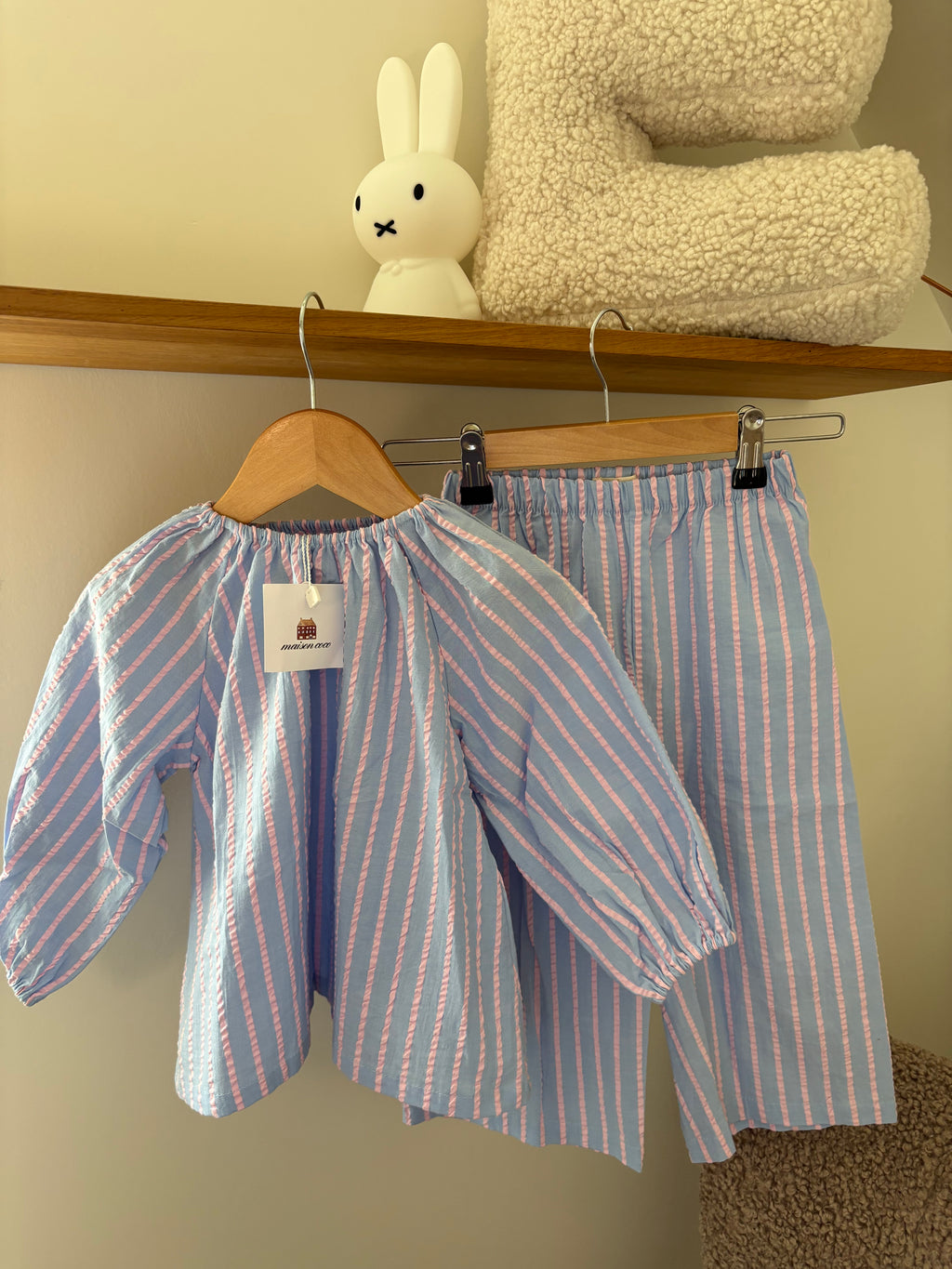 Maison Coco - Setje pastelblauwe & roze  - 2/3Y