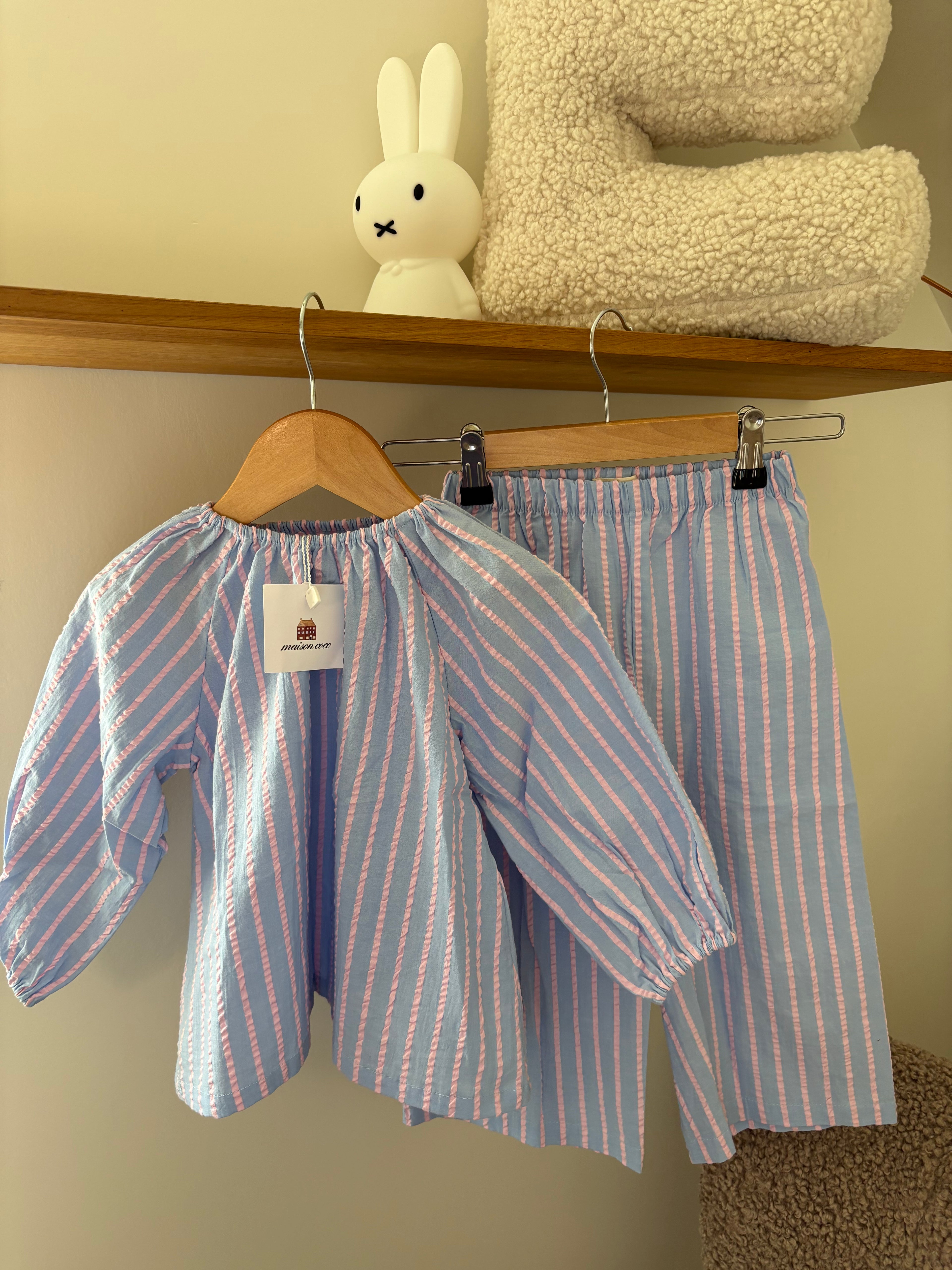 Maison Coco - Setje pastelblauwe & roze  - 2/3Y
