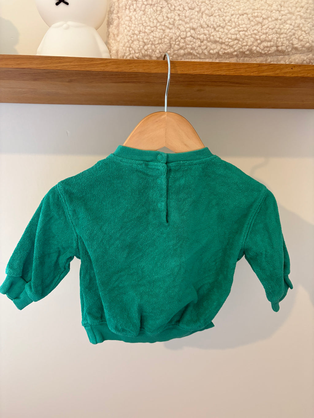 Hema - groene sweater in badstof met smiley - 62